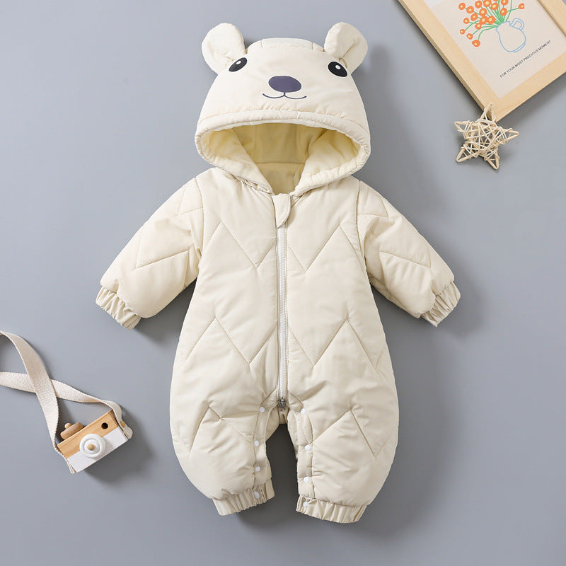Baby Cotton-padded Jumpsuit With Hat