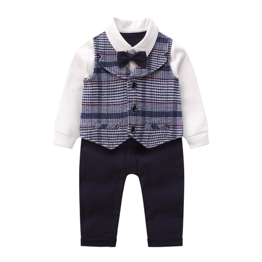 Baby vest striped gentleman romper