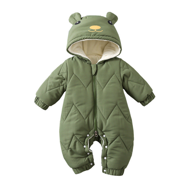 Baby Cotton-padded Jumpsuit With Hat