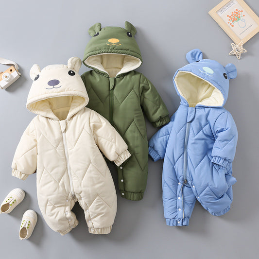 Baby Cotton-padded Jumpsuit With Hat