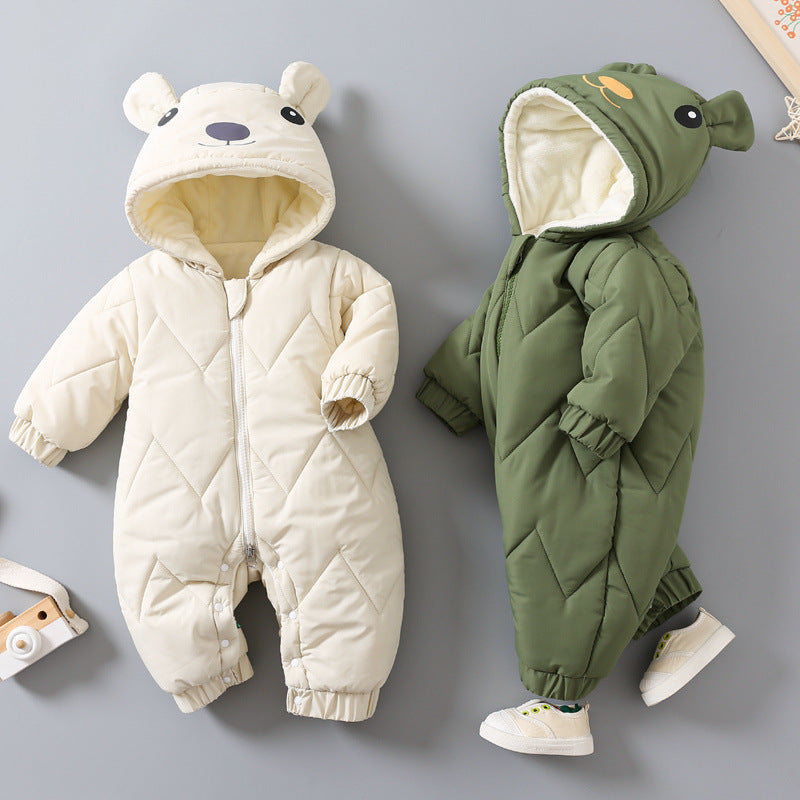 Baby Cotton-padded Jumpsuit With Hat