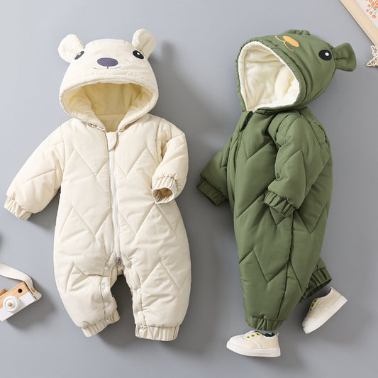 Baby Cotton-padded Jumpsuit With Hat